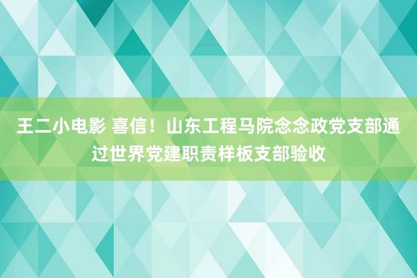 王二小电影 喜信！山东工程马院念念政党支部通过世界党建职责样板支部验收