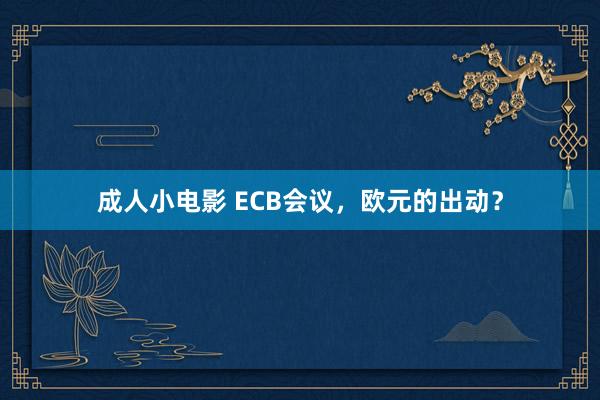 成人小电影 ECB会议，欧元的出动？