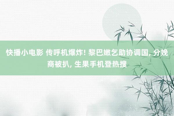 快播小电影 传呼机爆炸! 黎巴嫩乞助协调国， 分娩商被扒， 生果手机登热搜