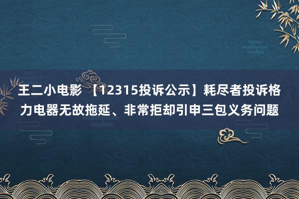 王二小电影 【12315投诉公示】耗尽者投诉格力电器无故拖延、非常拒却引申三包义务问题