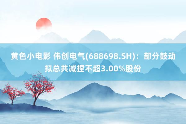 黄色小电影 伟创电气(688698.SH)：部分鼓动拟总共减捏不超3.00%股份