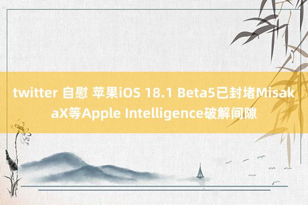 twitter 自慰 苹果iOS 18.1 Beta5已封堵MisakaX等Apple Intelligence破解间隙