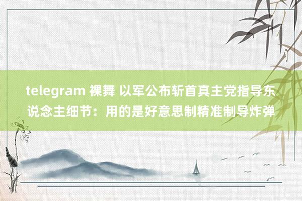 telegram 裸舞 以军公布斩首真主党指导东说念主细节：用的是好意思制精准制导炸弹