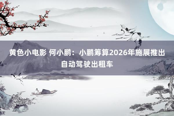 黄色小电影 何小鹏：小鹏筹算2026年施展推出自动驾驶出租车