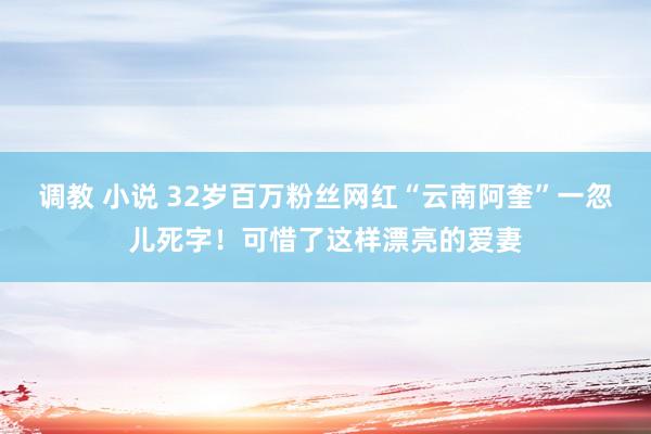 调教 小说 32岁百万粉丝网红“云南阿奎”一忽儿死字！可惜了这样漂亮的爱妻