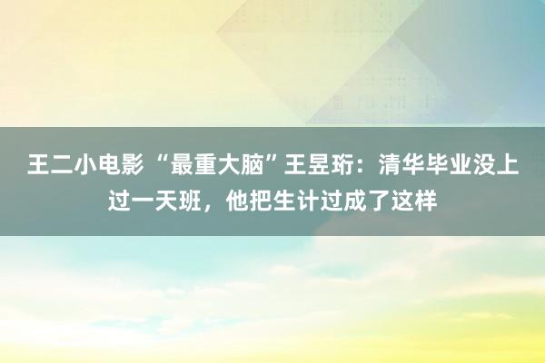 王二小电影 “最重大脑”王昱珩：清华毕业没上过一天班，他把生计过成了这样