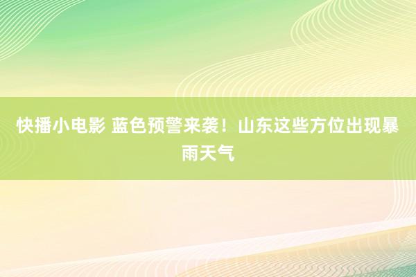 快播小电影 蓝色预警来袭！山东这些方位出现暴雨天气