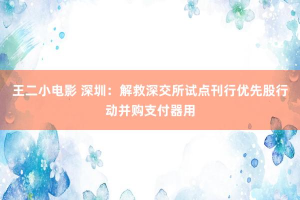 王二小电影 深圳：解救深交所试点刊行优先股行动并购支付器用