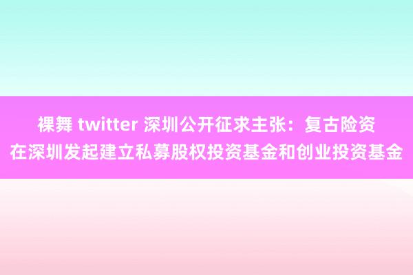 裸舞 twitter 深圳公开征求主张：复古险资在深圳发起建立私募股权投资基金和创业投资基金