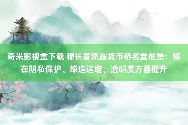 奇米影视盒下载 穆长春流露货币桥名堂推崇：将在阴私保护、缔造运维、透明度方面擢升