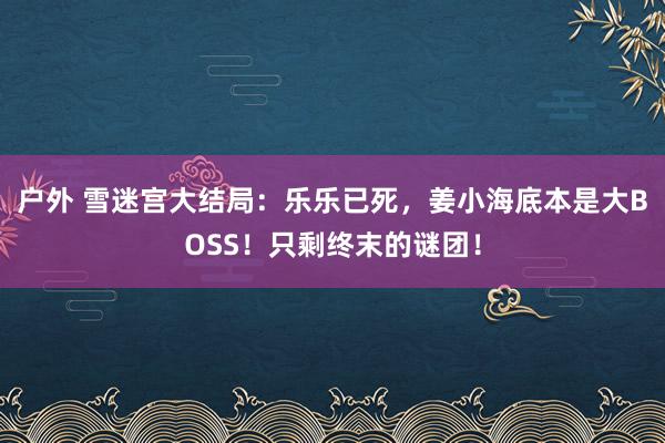 户外 雪迷宫大结局：乐乐已死，姜小海底本是大BOSS！只剩终末的谜团！