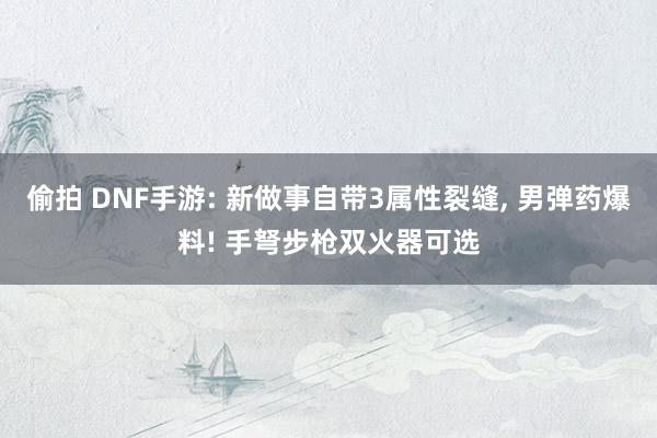 偷拍 DNF手游: 新做事自带3属性裂缝， 男弹药爆料! 手弩步枪双火器可选