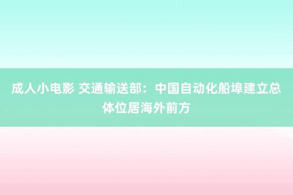 成人小电影 交通输送部：中国自动化船埠建立总体位居海外前方