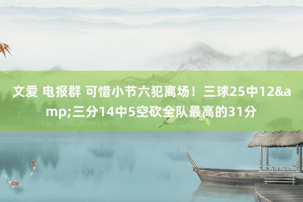 文爱 电报群 可惜小节六犯离场！三球25中12&三分14中5空砍全队最高的31分