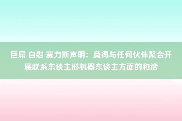 巨屌 自慰 赛力斯声明：莫得与任何伙伴聚合开展联系东谈主形机器东谈主方面的和洽