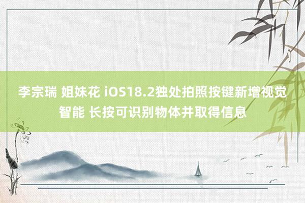 李宗瑞 姐妹花 iOS18.2独处拍照按键新增视觉智能 长按可识别物体并取得信息