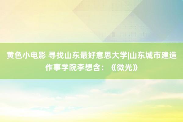 黄色小电影 寻找山东最好意思大学|山东城市建造作事学院李想含：《微光》