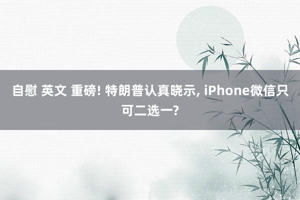 自慰 英文 重磅! 特朗普认真晓示， iPhone微信只可二选一?