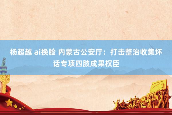 杨超越 ai换脸 内蒙古公安厅：打击整治收集坏话专项四肢成果权臣