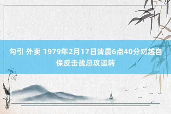 勾引 外卖 1979年2月17日清晨6点40分对越自保反击战总攻运转