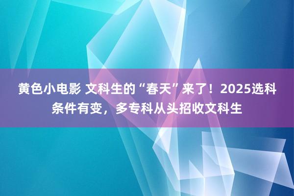 黄色小电影 文科生的“春天”来了！2025选科条件有变，多专科从头招收文科生