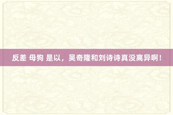 反差 母狗 是以，吴奇隆和刘诗诗真没离异啊！
